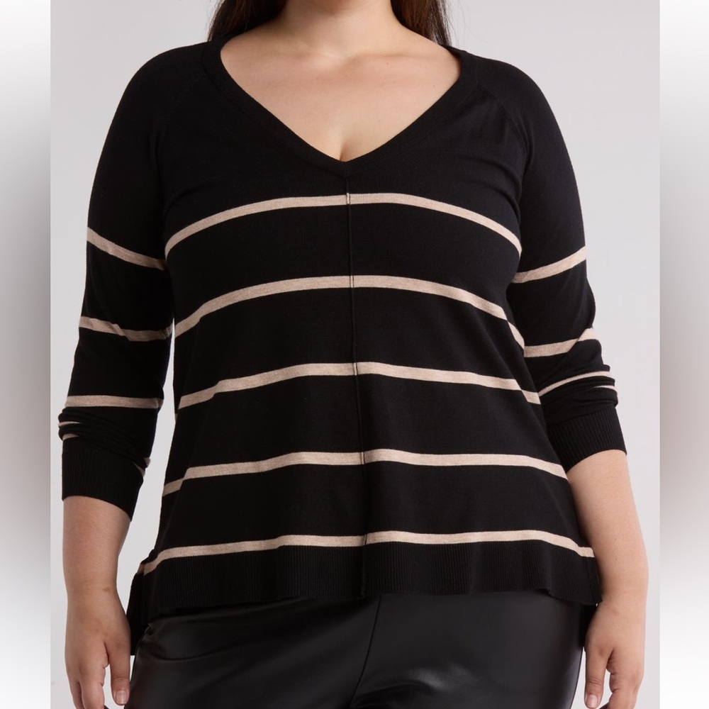 NWT Bobeau exposed seam striped sweater